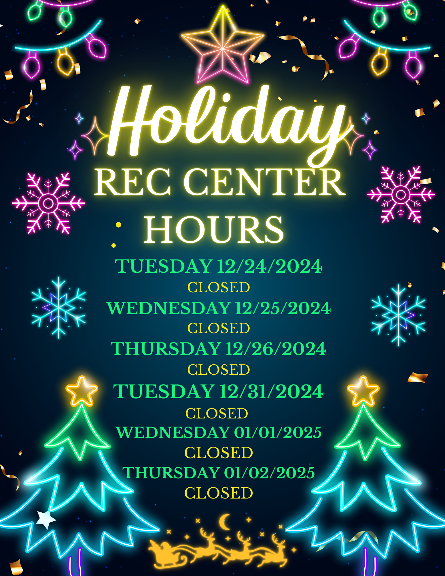 Holiday Rec Center Hours