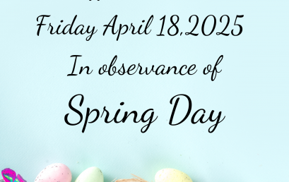 Our office will be closed on Friday, April 18, 2025