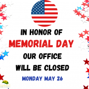 In honor of Memorial Day, our office will be CLOSED on Monday, May 26. Let us take this time to remember and honor the brave men and women who have made the ultimate sacrifice for our country. ❤️🤍💙