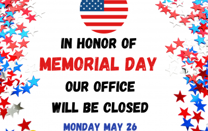 In honor of Memorial Day, our office will be CLOSED on Monday, May 26. Let us take this time to remember and honor the brave men and women who have made the ultimate sacrifice for our country. ❤️🤍💙